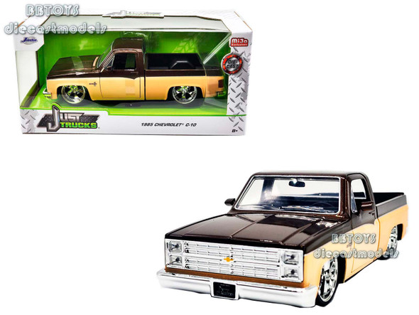 1985 Chevrolet C-10 Pickup Truck 2 Tone Custom Bronw/Beige "Just Trucks" Series 1/24 Diecast Model Car by Jada