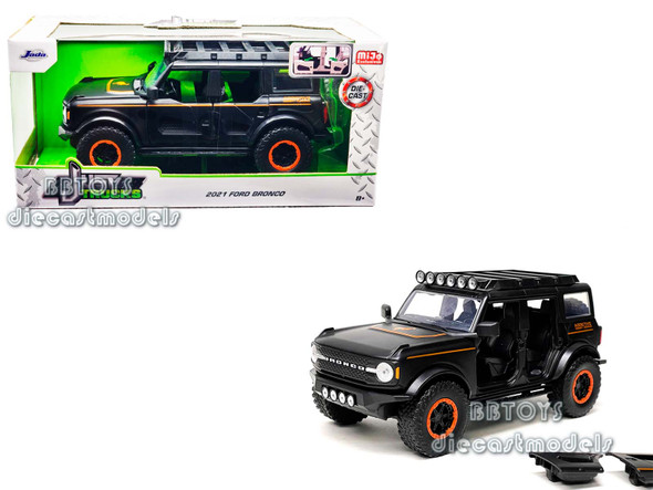 2021 Ford Bronco Custom Black stripes Orange "Just Trucks" Series 1/24 Diecast Model Car by Jada