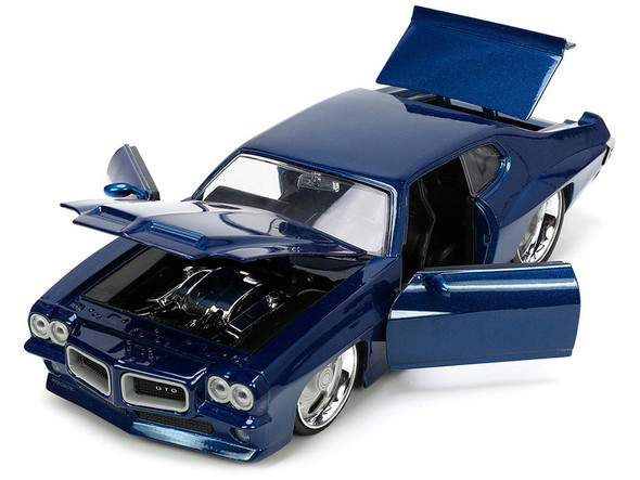 1971 Pontiac GTO Dark Blue Silver Stripe "Bigtime Muscle" Series 1/24 Diecast Model Car by Jada