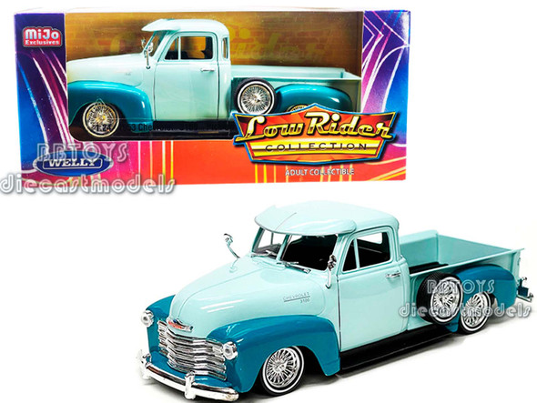 1953 Chevrolet 3100 Pickup Truck Lowrider Light Green and Teal Two-Tone "Low Rider Collection" 1/24 Diecast Model Car by Welly