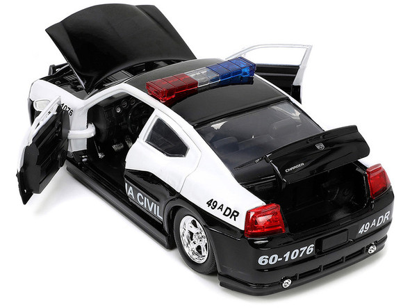 2006 Dodge Charger Police Black and White Policia Civil "Fast & Furious" 1/24 Diecast Model Car by Jada