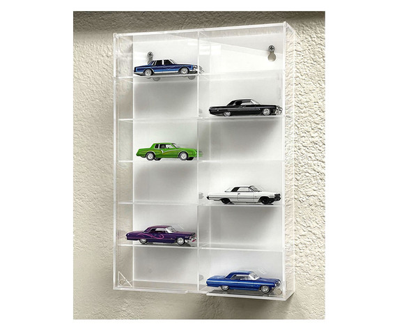 White Collectible Display Show Case Illumicase+ with LED Lights & Mirror Base & Back for 1/64 1/43 1/32 1/24 1/18 Scale Models by Illumibox MJ7710 MW