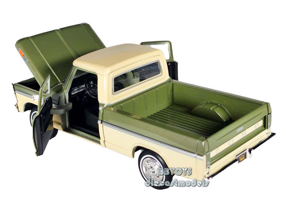 1969 Ford F-100 Pickup Truck Light Green and Cream 1/24 Diecast Model Car by Motormax