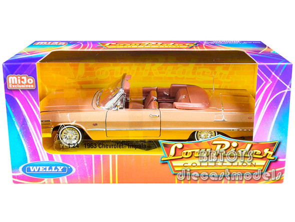 1963 Chevrolet Impala SS Convertible Gold "Low Rider Collection" 1/24 Diecast Model Car by Welly