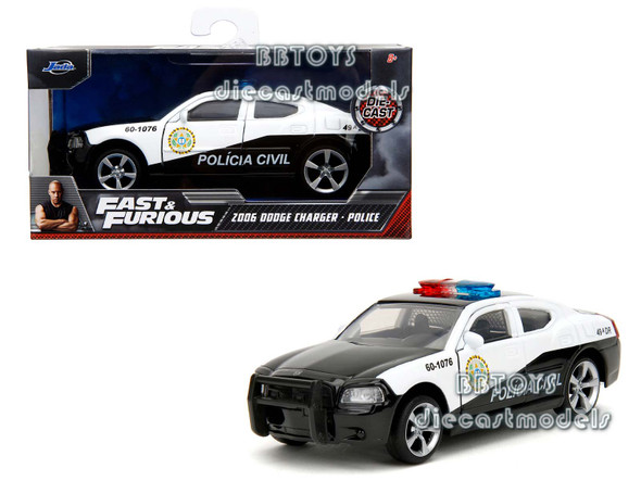 2006 Dodge Charger Police Black and White "Policia Civil" "Fast & Furious Series" 1/32 Diecast Model Car by Jada