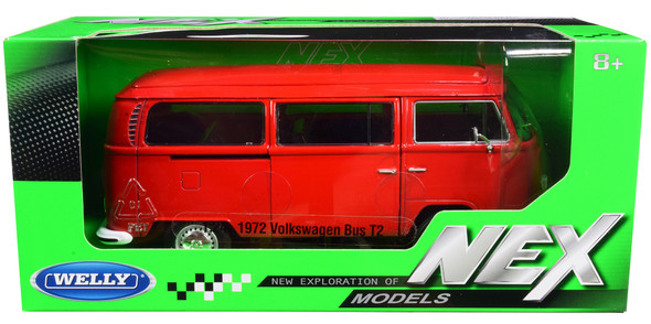1972 Volkswagen T2 Bus Van Red 1/24 Diecast Model by Welly