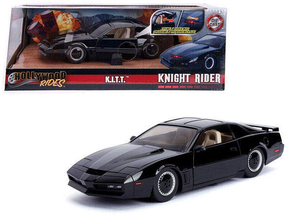 1982 Pontiac Firebird Trans Am Black with Light K.I.T.T. "Knight Rider" (1982) TV Series "Hollywood Rides" Series 1/24 Model Car by Jada