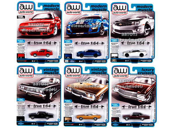 Auto World Premium 2022 Set A of 6 pieces Release 4 1/64 Diecast Model Cars by Auto World