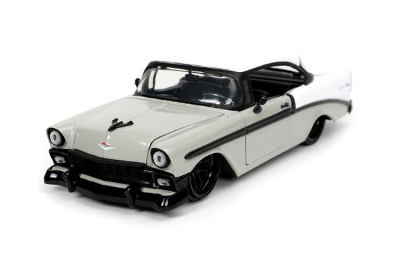 1956 Chevrolet Bel Air Gray and White "Bigtime Muscle" 1/24 Diecast Model Car by Jada