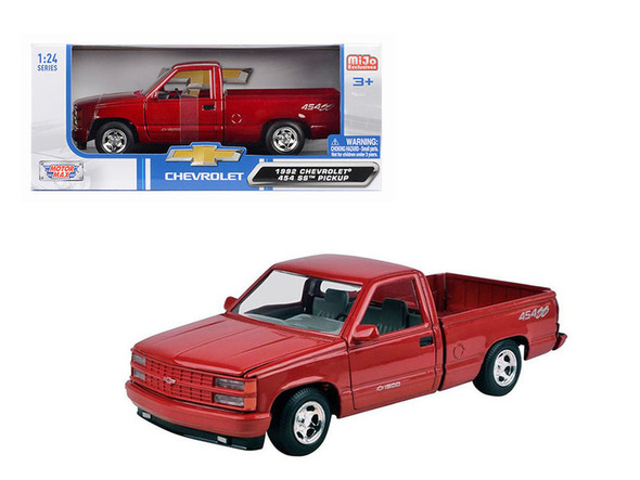 1992 Chevrolet 454 SS Pickup Truck Red Metallic 1/24 Diecast Model Car by Motormax