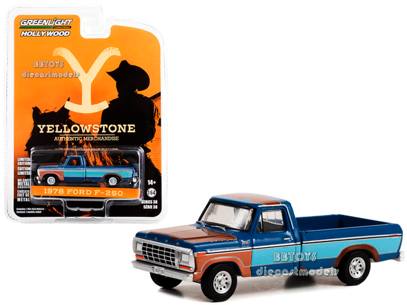 1978 Ford F-250 Pickup Truck Blue and Light Blue Two-Tone (Rusted) "Yellowstone" (2018-Current) TV Series "Hollywood Series" 1/64 Diecast Model Car by Greenlight