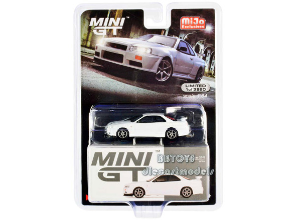 Nissan Skyline GT-R (R34) V-Spec N1 RHD (Right Hand Drive) White Limited Edition 1/64 Diecast Model Car by True Scale Miniatures