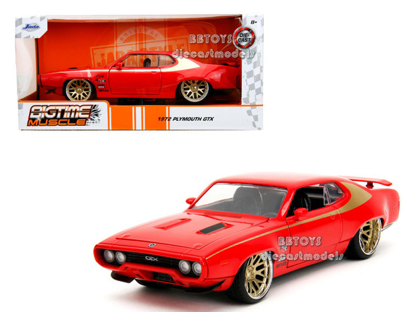 1972 Plymouth GTX Red with Gold Graphics "Bigtime Muscle" Series 1/24 Diecast Model Car by Jada