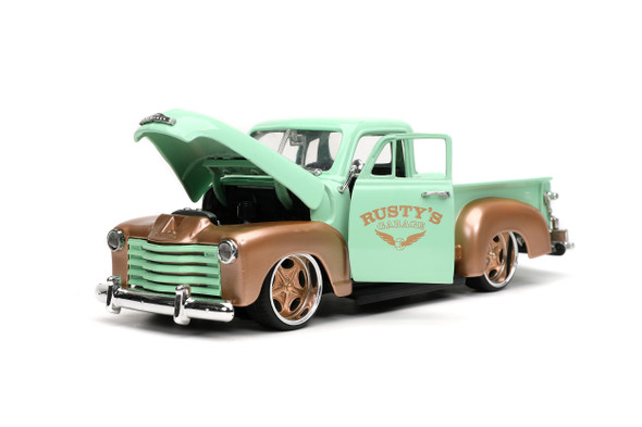 1953 Chevy Pickup Truck Light Green with Gold  "RUSTY S GARAGE" "Just Trucks" Series 1/24 Diecast Model Car by Jada