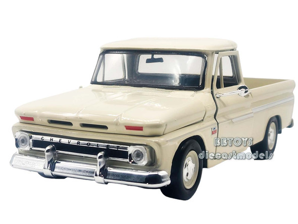 1966 Chevrolet C10 Fleetside Pickup Truck Cream 1/24 Diecast Car Model by Motormax