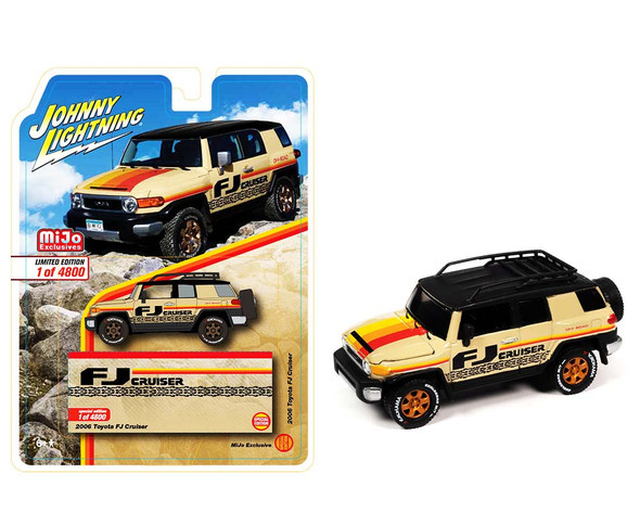 2007 Toyota FJ Cruiser Beige with Stripes and Roofrack Limited Edition to 4800 pieces Worldwide 1/64 Diecast Model Car by Johnny Lightning