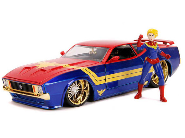 1973 Ford Mustang Mach 1 with Captain Marvel  1/24  Model Car by Jada