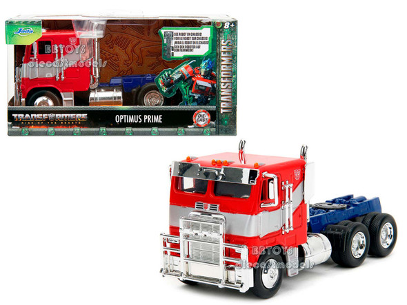 Optimus Prime Tractor Truck Red and Blue with Silver Stripes "Transformers: Rise of the Beasts" (2023) Movie "Hollywood Rides" Series 1/32 Diecast Model Car by Jada