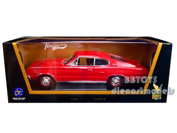 1966 Dodge Charger Red 1/18 Diecast Model Car by Road Signature