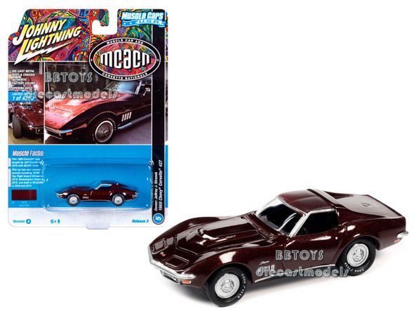 1969 Chevrolet Corvette 427 Garnet Red Metallic "MCACN (Muscle Car and Corvette Nationals) "Muscle Cars USA" Series 1/64 Diecast Model Car by Johnny Lightning