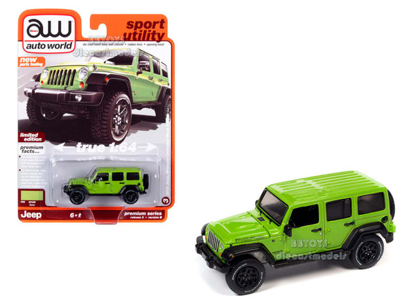 2013 Jeep Wrangler Unlimited Moab Edition Gecko Green "Sport Utility" 1/64 Diecast Model Car by Auto World