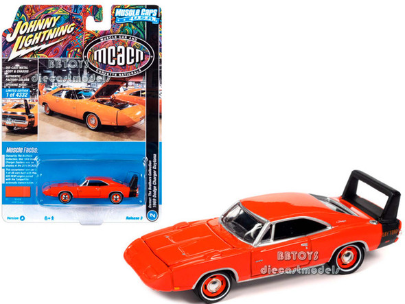1969 Dodge Charger Daytona HEMI Orange with Black Tail Stripe "MCACN (Muscle Car and Corvette Nationals) "Muscle Cars USA" Series 1/64 Diecast Model Car by Johnny Lightning