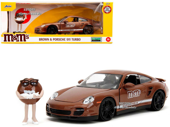 Porsche 911 Turbo Brown and Brown M&M Diecast Figure "M&M's" "Hollywood Rides" Series 1/24 Diecast Model Car by Jada