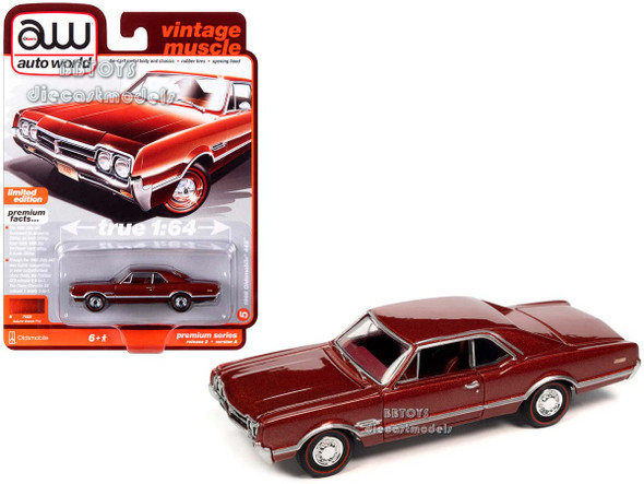 1966 Oldsmobile 442 Autumn Bronze Metallic with Red Interior "Vintage Muscle" 1/64 Diecast Model Car by Auto World