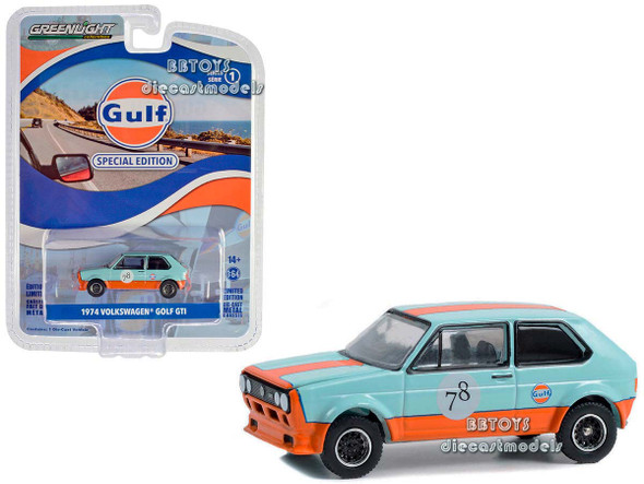 1974 Volkswagen Golf GTI Widebody #78 Light Blue with Orange Stripe "Gulf Oil Special Edition" Series 1 1/64 Diecast Model by Greenlight