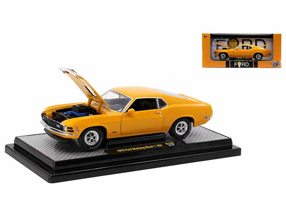 1970 Ford Mustang Mach 1 428 Grabber Orange with Black Stripes 1/24 Diecast Model Car by M2 Machines