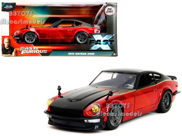 1972 Datsun 240Z Black and Red Metallic with Graphics "Fast X" (2023) Movie "Fast & Furious" Series 1/24 Diecast Model Car by Jada