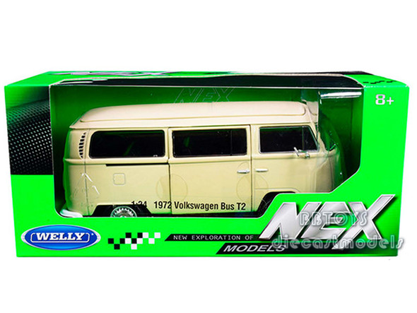 1972 Volkswagen T2 Bus Van Cream 1/24 Diecast Model by Welly