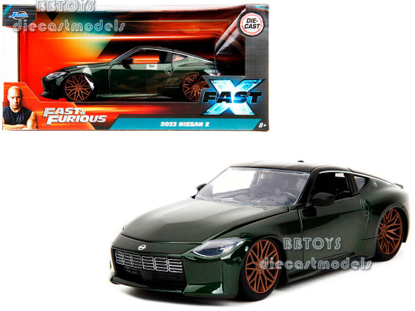 2023 Nissan Z Dark Green Metallic with Black Top "Fast X" (2023) Movie "Fast & Furious" Series 1/24 Diecast Model Car by Jada