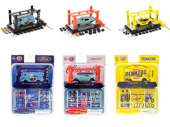 Model Kit 3 piece Car Set Release 64 1/64 Diecast Model Cars by M2 Machines