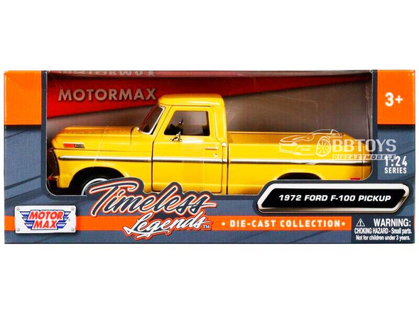 1972 Ford F-100 Pickup Truck Yellow "Timeless Legends" Series 1/24 Diecast Model Car by Motormax