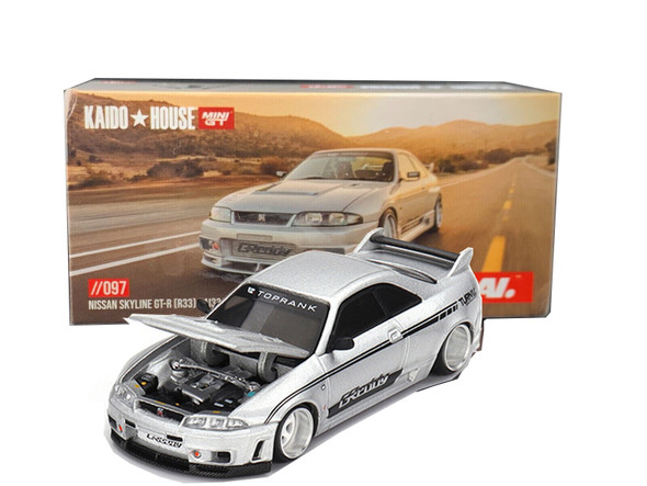 Nissan Skyline GT-R (R33) Kaido Works V1 RHD Silver Metallic "Kaido House" Special 1/64 Diecast Model Car by True Scale Miniatures