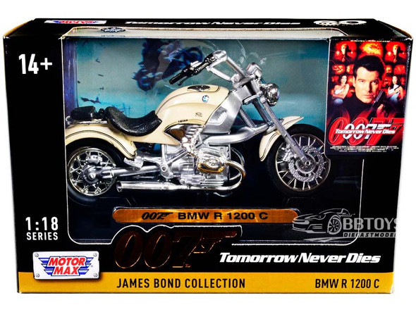 BMW R 1200 C Motorcycle Cream James Bond 007 "Tomorrow Never Dies" (1997) Movie "James Bond Series" 1/18 Diecast Model Car by Motormax