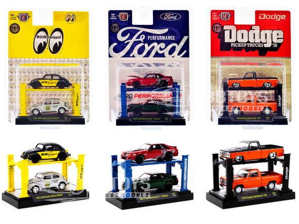 Auto Lifts" Set of 6 pieces Series 26" 1/64 Diecast Model Cars by M2 Machines