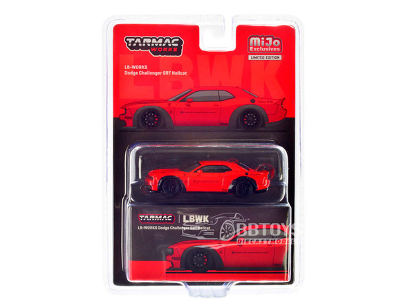 Dodge Challenger SRT Hellcat LB-WORKS Red 1/64 Diecast Model Car by Tarmac Works