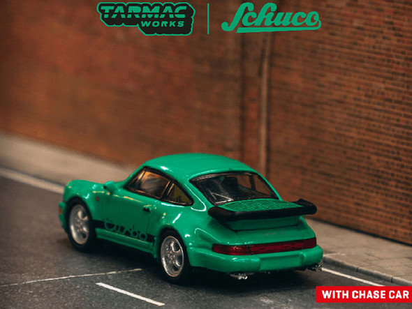 Porsche 911 Turbo Green "Collab64" Series 1/64 Diecast Model Car by Schuco & Tarmac Works