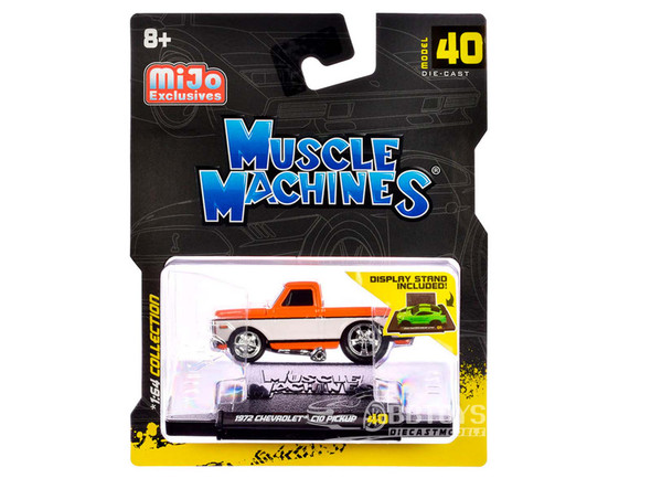 1972 Chevrolet C-10 Pickup Truck Orange and White 1/64 Diecast Model Car by Muscle Machines