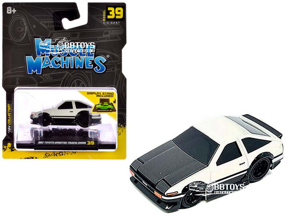 1983 Toyota Sprinter Trueno (AE86) White with Carbon Hood 1/64 Diecast Model Car by Muscle Machines