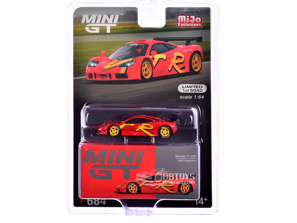 McLaren F1 GTR Red with Yellow Graphics "1996 Presentation" 1/64 Diecast Model Car by True Scale Miniatures