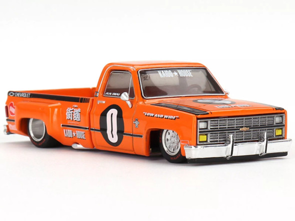 Chevrolet Silverado KAIDO WORKS V2 Pickup Truck #0 Orange with Graphics "Kaido House" Special 1/64 Diecast Model Car by True Scale Miniatures