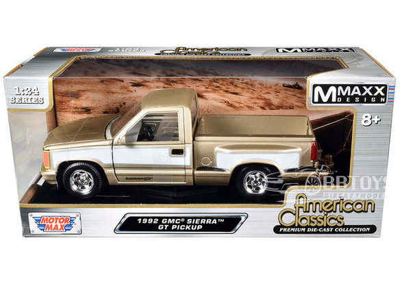 1992 GMC Sierra GT Pickup Truck Gold Metallic with White Sides "American Classics" Series 1/24 Diecast Model Car by Motormax