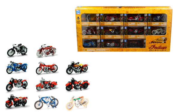 Indian Motorcycle" Set of 11 pieces 1/32 Motorcycle Diecast Models  New Ray Toys