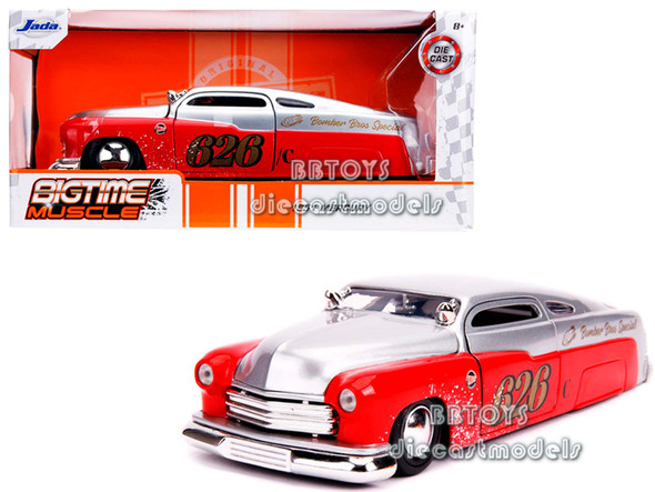 1951 Mercury Silver and Red #626 "Holley" "Bomber Bros Special" "Bigtime Muscle" 1/24 Diecast Model Car by Jada