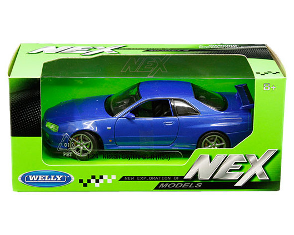 Nissan Skyline GT-R (R34) RHD (Right Hand Drive) Blue Metallic 1/24  Model Car by Welly