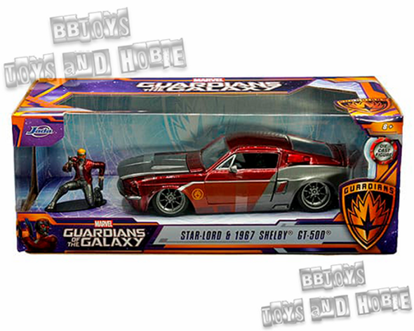 1967 Ford Mustang Shelby GT-500 Red Metallic and Gray Metallic with Star-Lord Diecast Figurine 1/24 Jada Toys