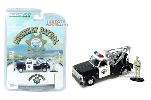 1969 Chevrolet C90 Dually Wrecker California Highway Patrol With Figure 1/64 Diecast Model Car by Greenlight